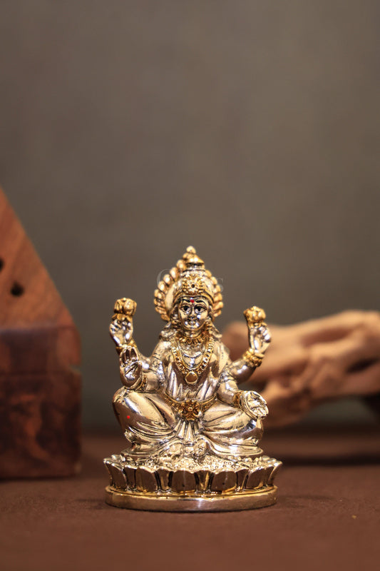 Lakshmi idol silver gold lotus