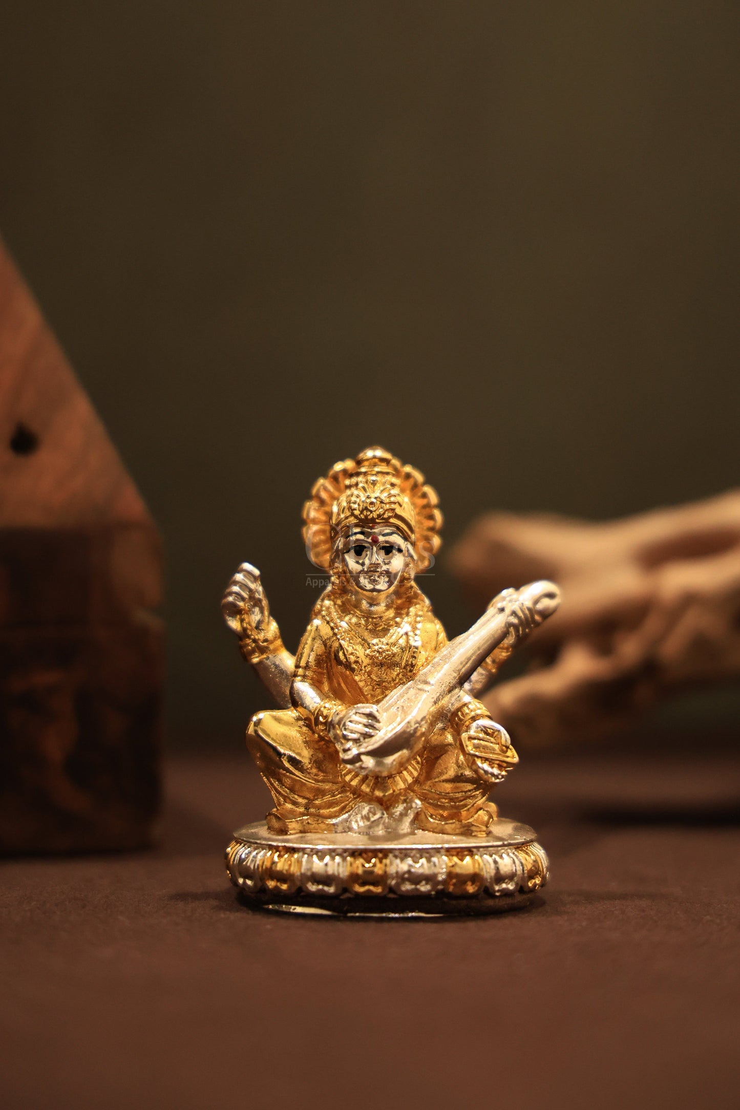 Saraswathi idol gold silver veena
