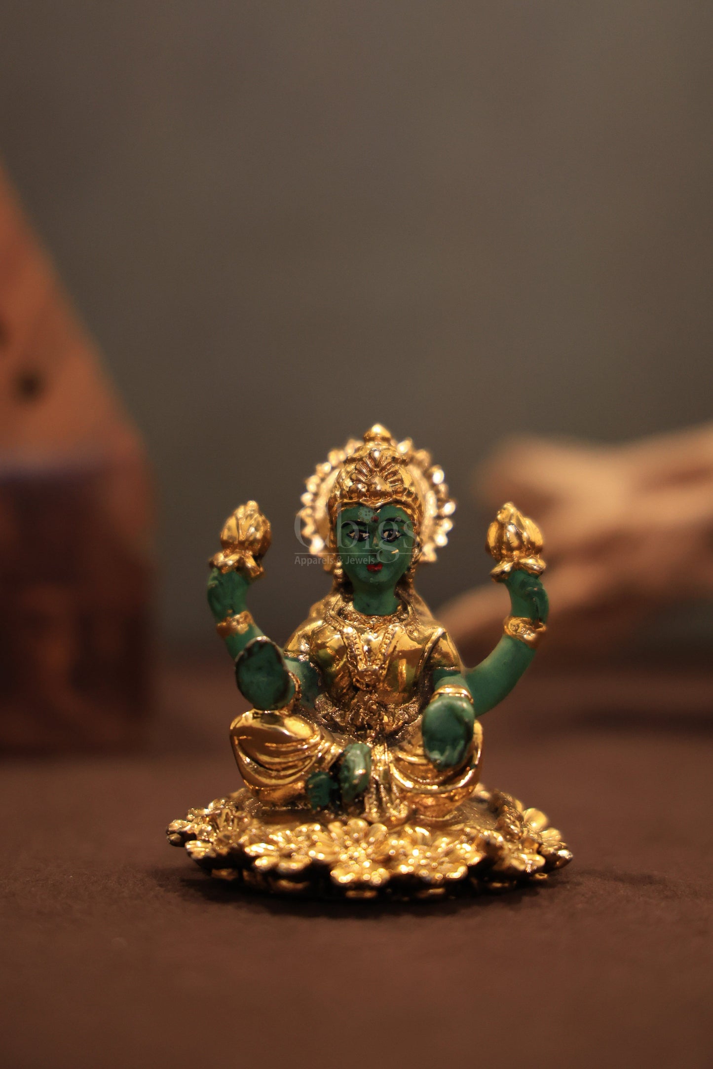 Lakshmi idol hand painted green