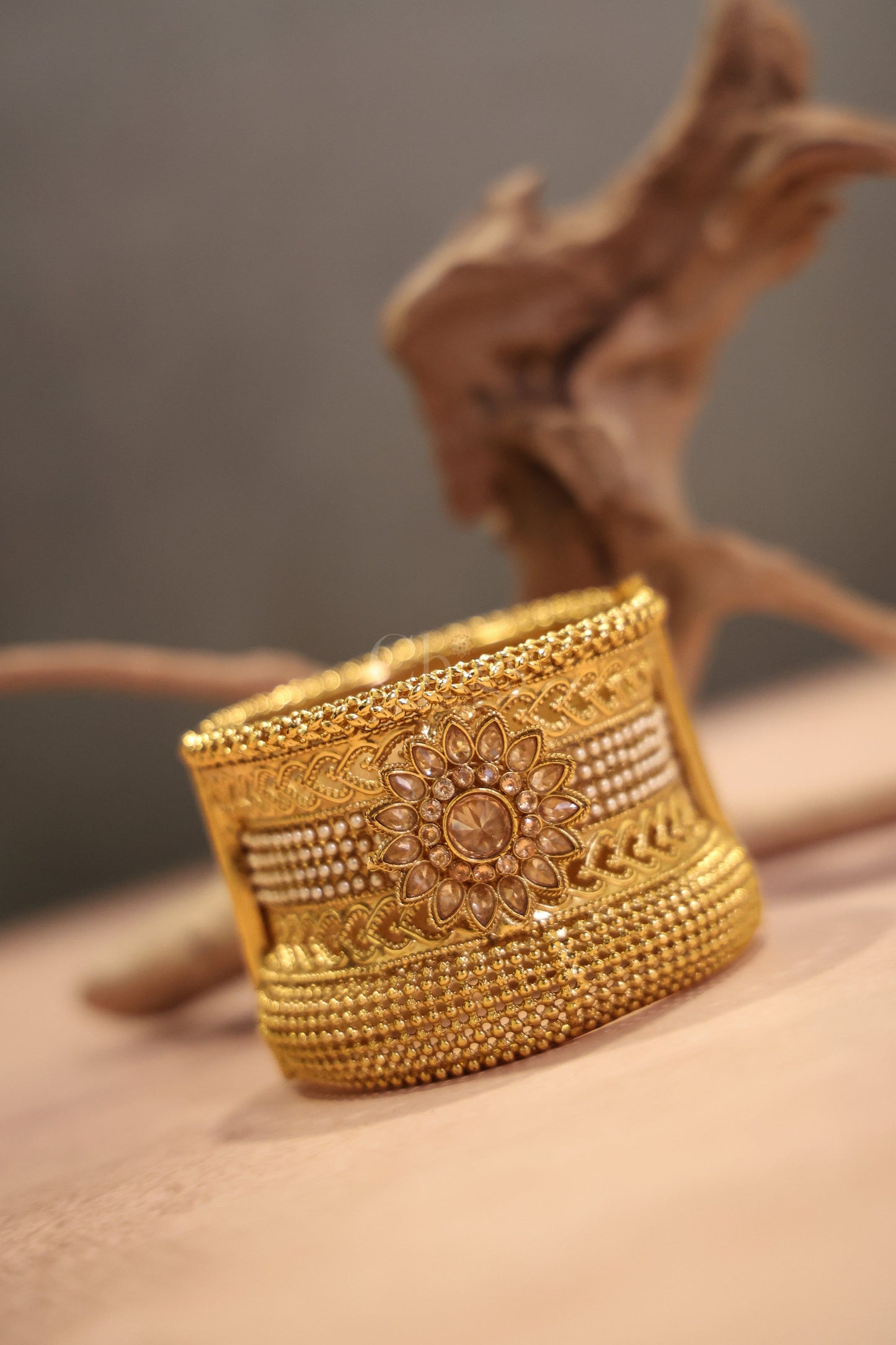 Antique kada single floral pearl