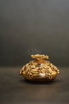 Antique brass kumkum box floral lid