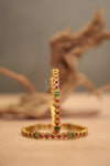 Antique stone bangle ruby emerald squares