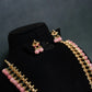 Pink Pavalamalli Green Stone Floral Kemp Haram