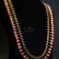 Pink Pavalamalli Green Stone Floral Kemp Haram