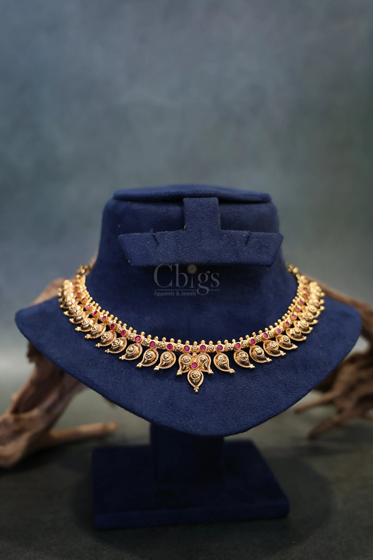 Ruby Mango Centre Drop Kemp Necklace
