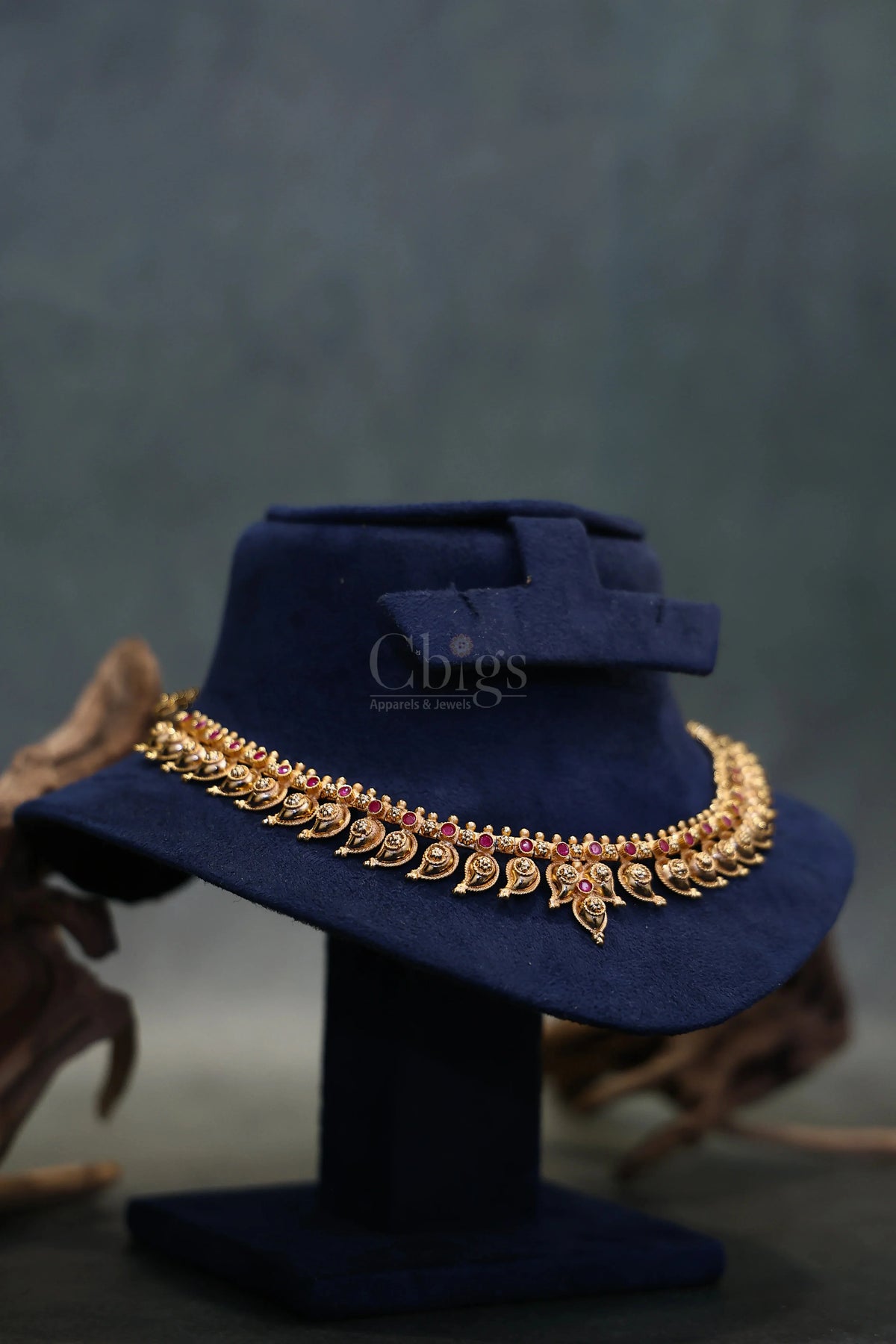 Ruby Mango Centre Drop Kemp Necklace