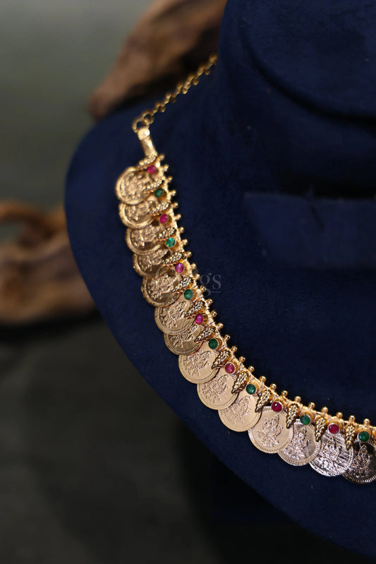Pink Pavazhamalli Green Stone Kemp Necklace