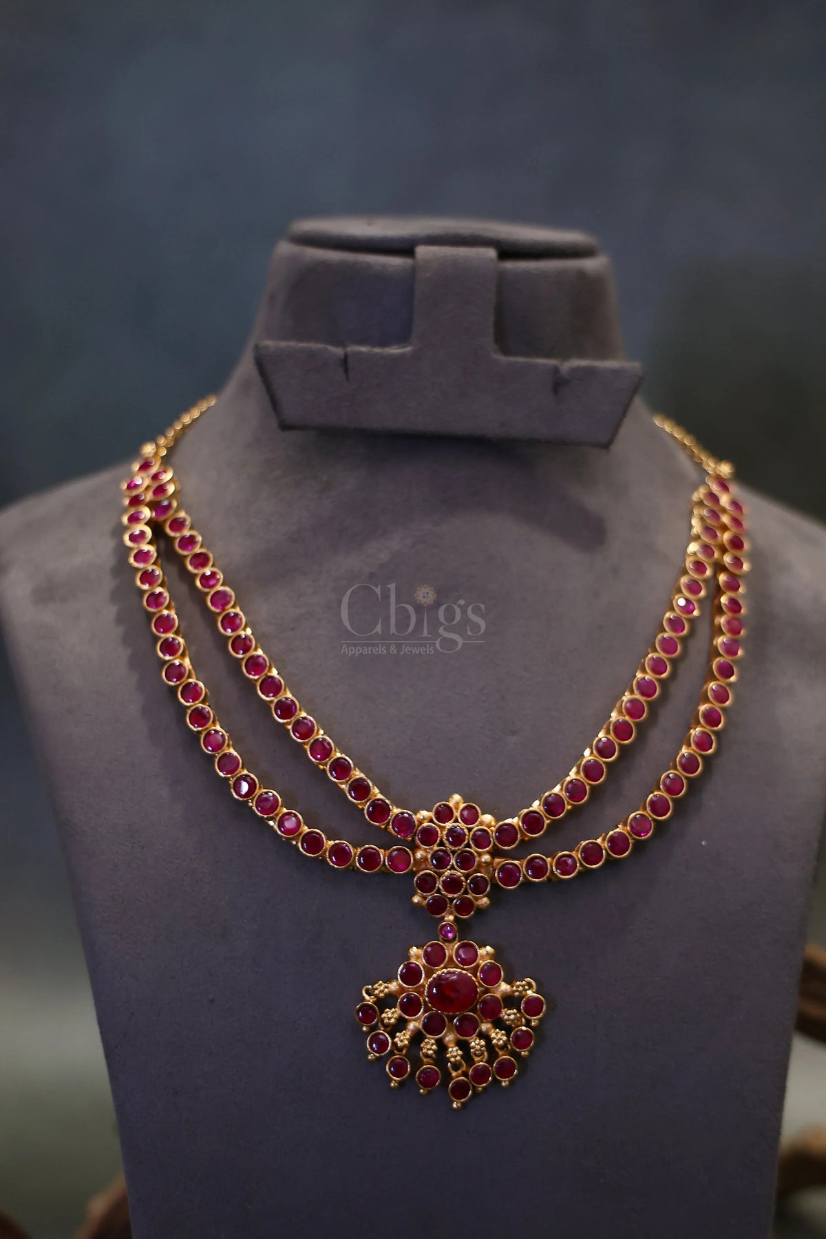 Ruby Double Line Medallion Kemp Attigai