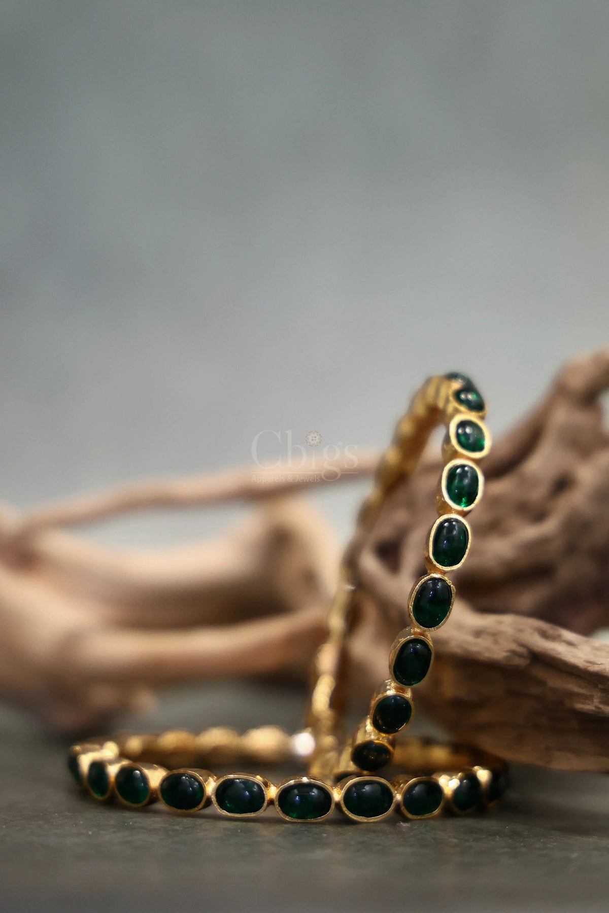 Green Oval Kemp Bangle Pair