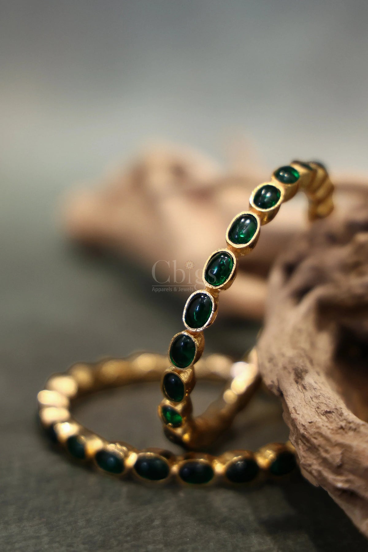 Green Oval Kemp Bangle Pair