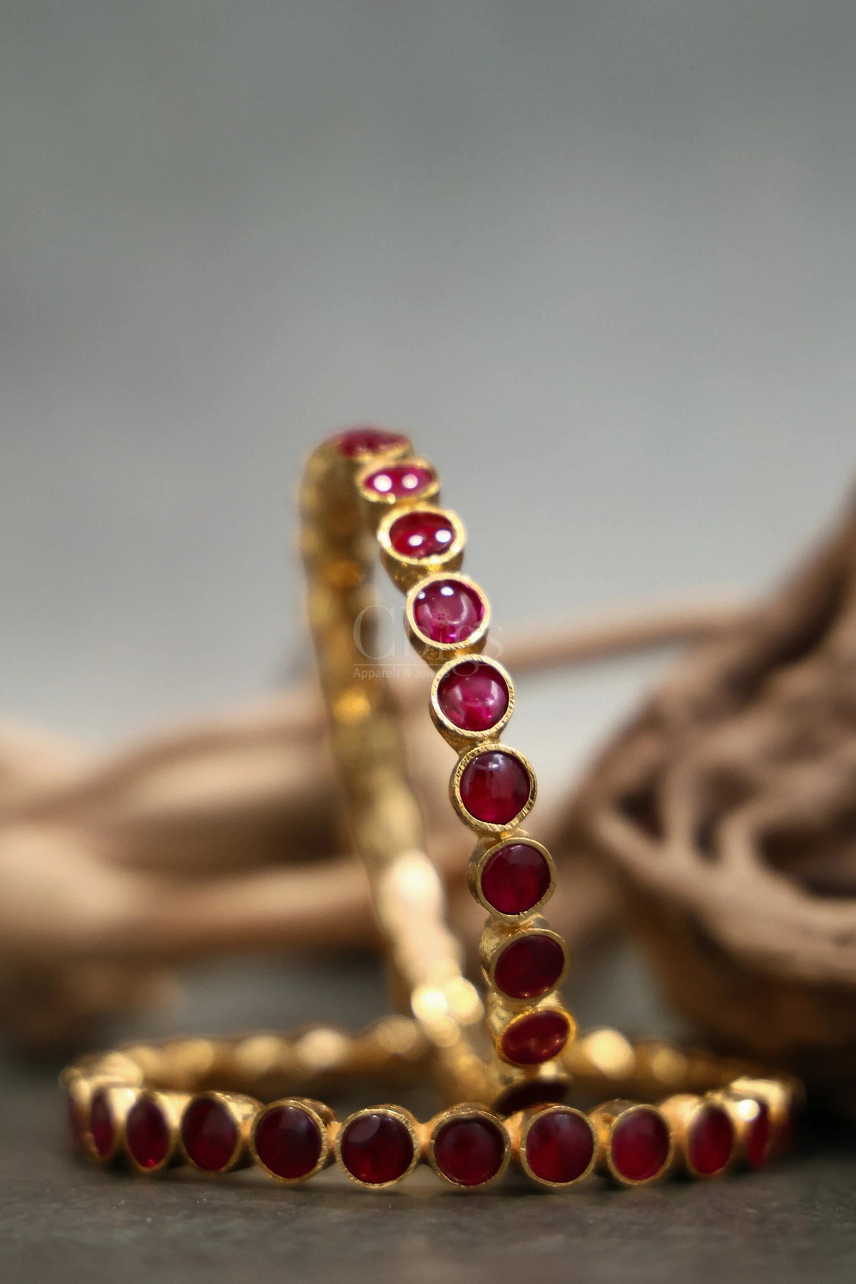 Ruby Round Kemp Bangle Pair