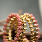 Pink Pavalamalli Green Stone Kemp Bangle Pair