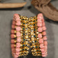 Pink Pavalamalli Green Stone Kemp Bangle Pair