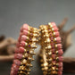 Pink Pavalamalli Green Stone Kemp Bangle Pair