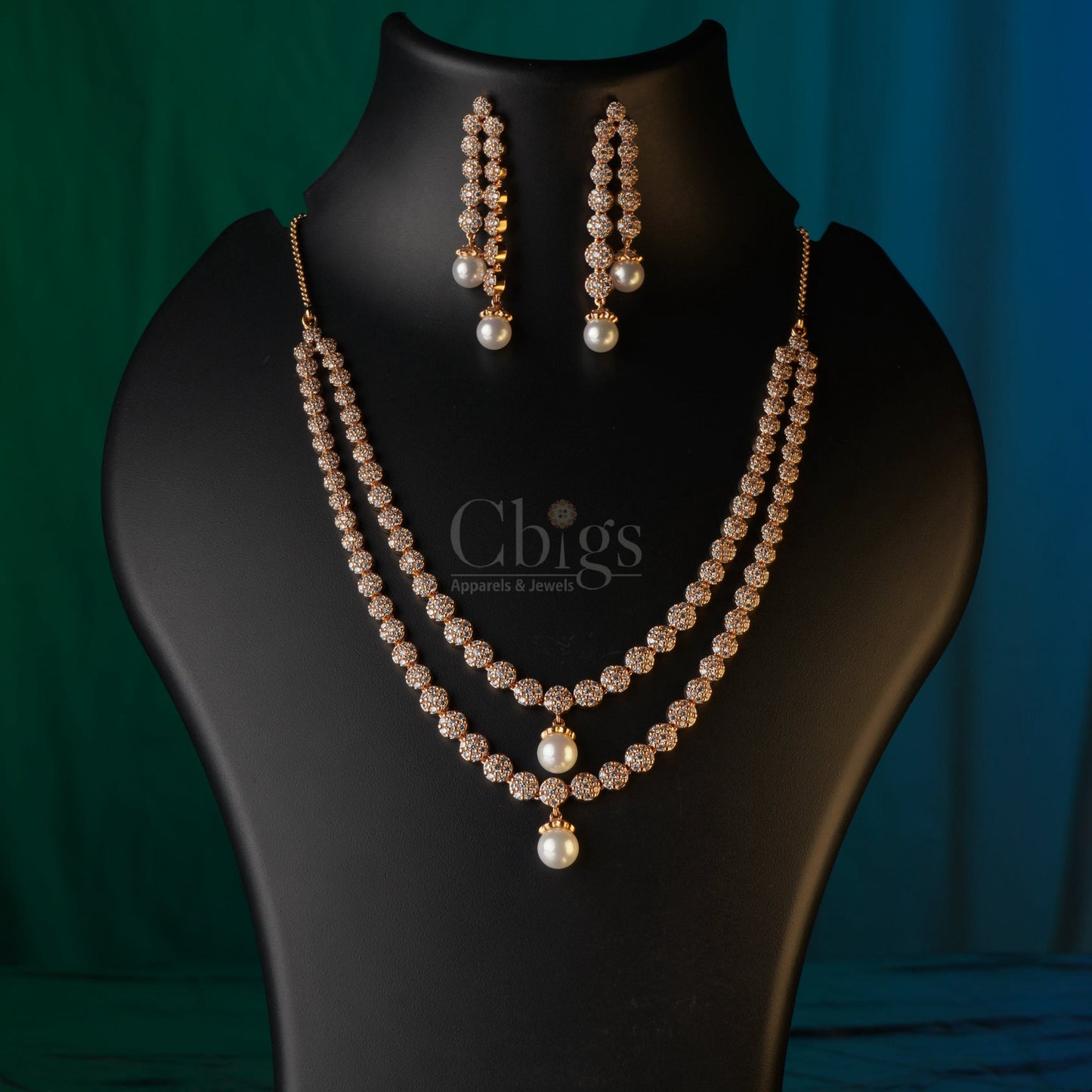 Two layered diamond look alike necklace nakshatra