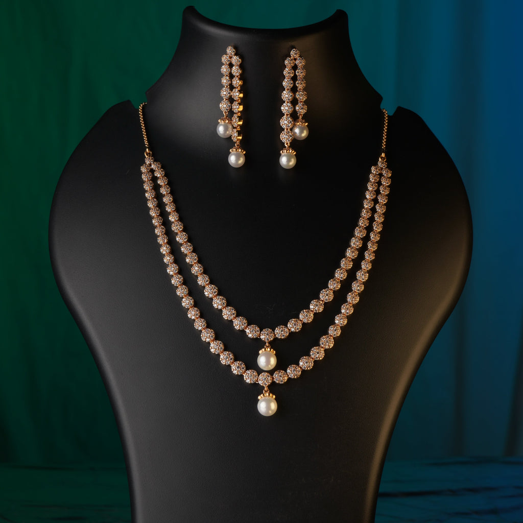 Two layered diamond look alike necklace nakshatra
