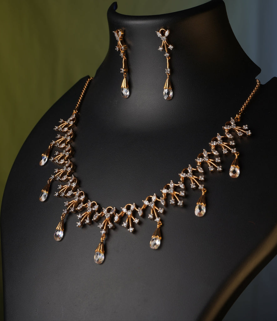 Diti Diamond Crush Necklace Set – Delicate Sparkle with Crystal Grace