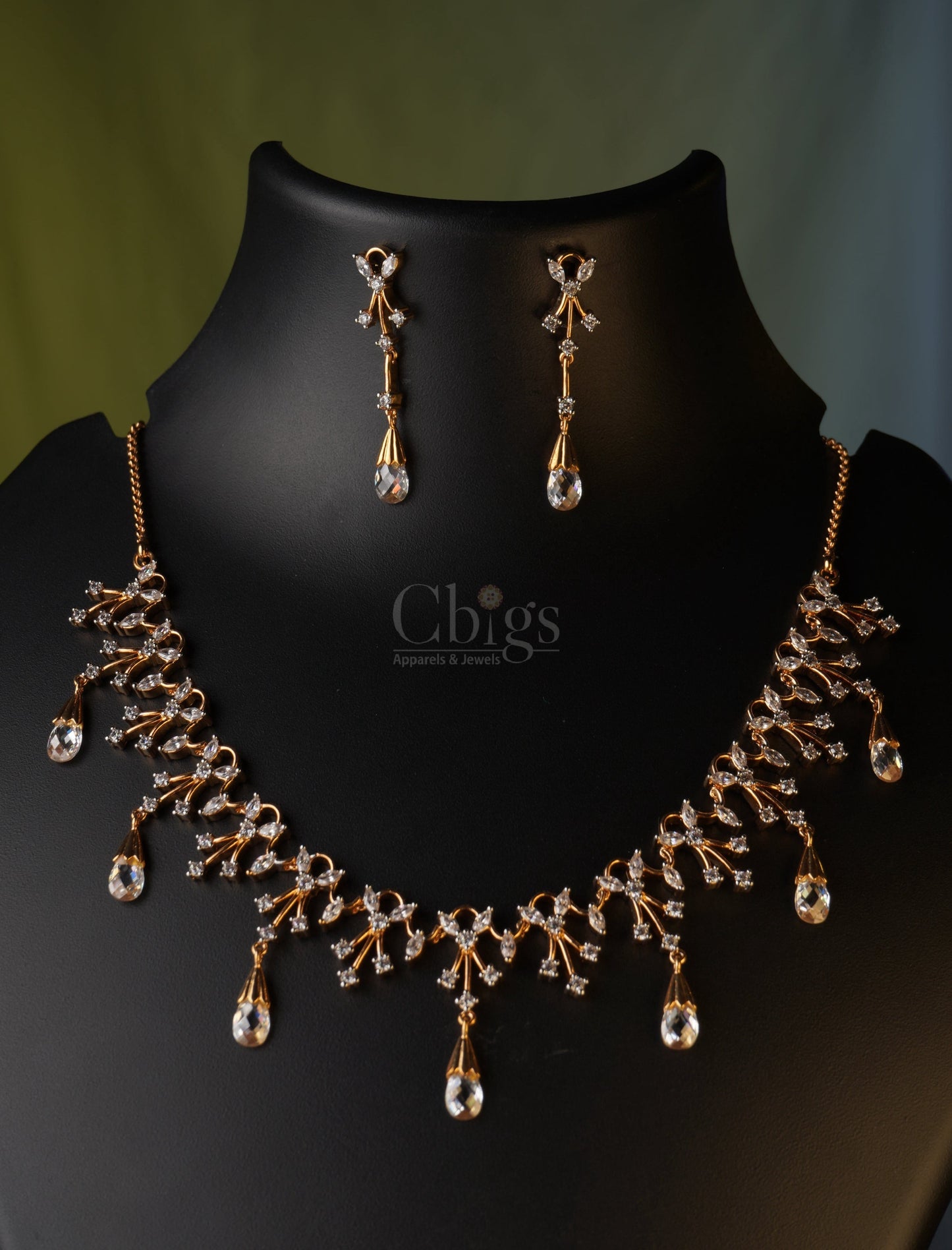 Diti Diamond alike Necklace Set –Sparkling bridal and party wear 