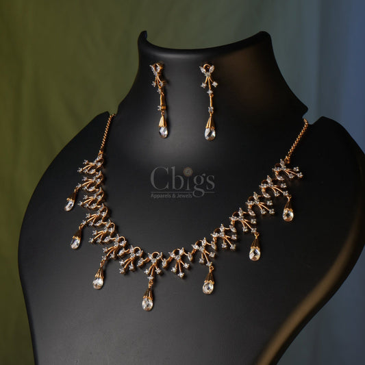 Diti Diamond alike Necklace Set –Sparkling bridal and party wear 