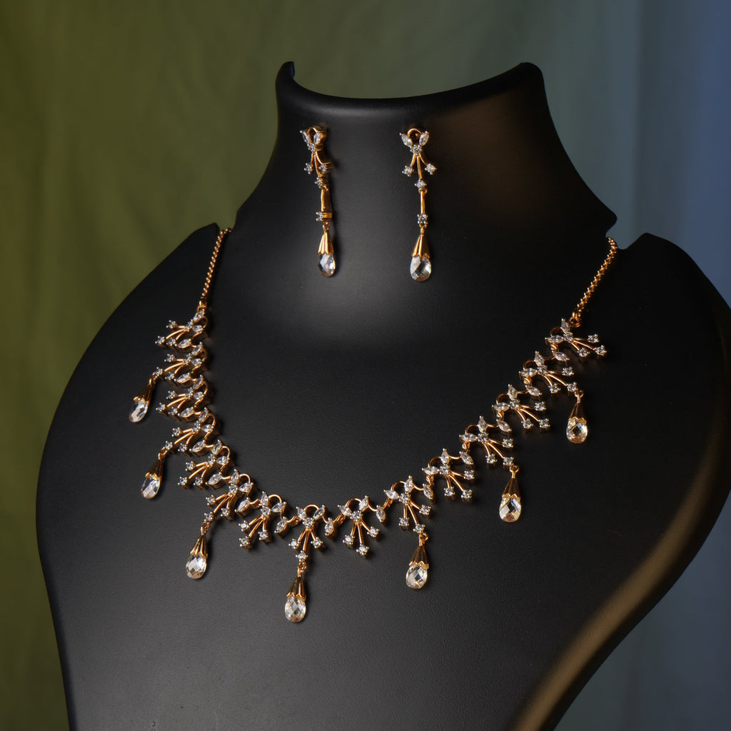 Diti Diamond alike Necklace Set –Sparkling bridal and party wear 