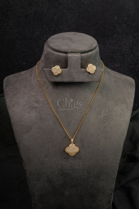 Floral Halo Diamond Crush Pendant Set (PS-251)