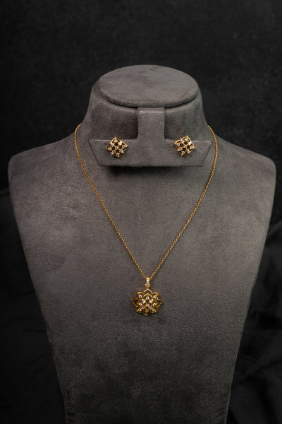 Royal Floral Cluster Diamond Crush Pendant Set (PS-261)