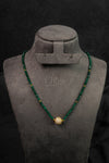 Emerald Onyx Gold Accent Bead Mala (IBM-12) 