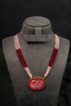 Ruby Agate Statement Beaded Necklace (IBM-449)