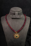 Ruby Floral Pendant Beaded Necklace