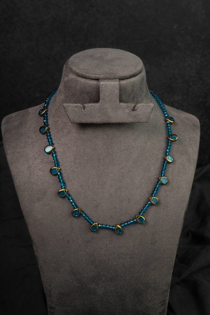 Turquoise Link Beaded Necklace (IBM-32)