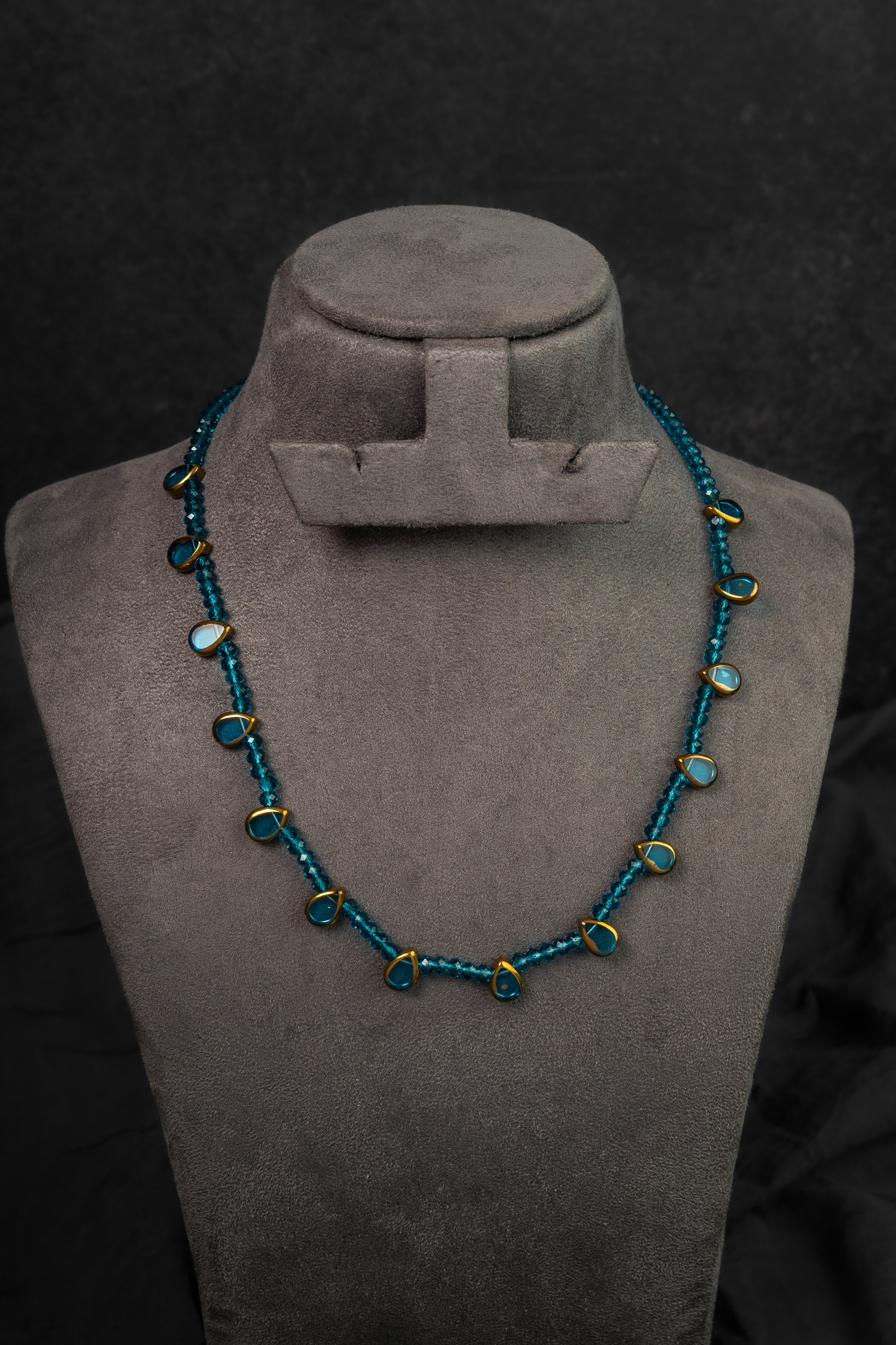 Turquoise Link Beaded Necklace (IBM-32)