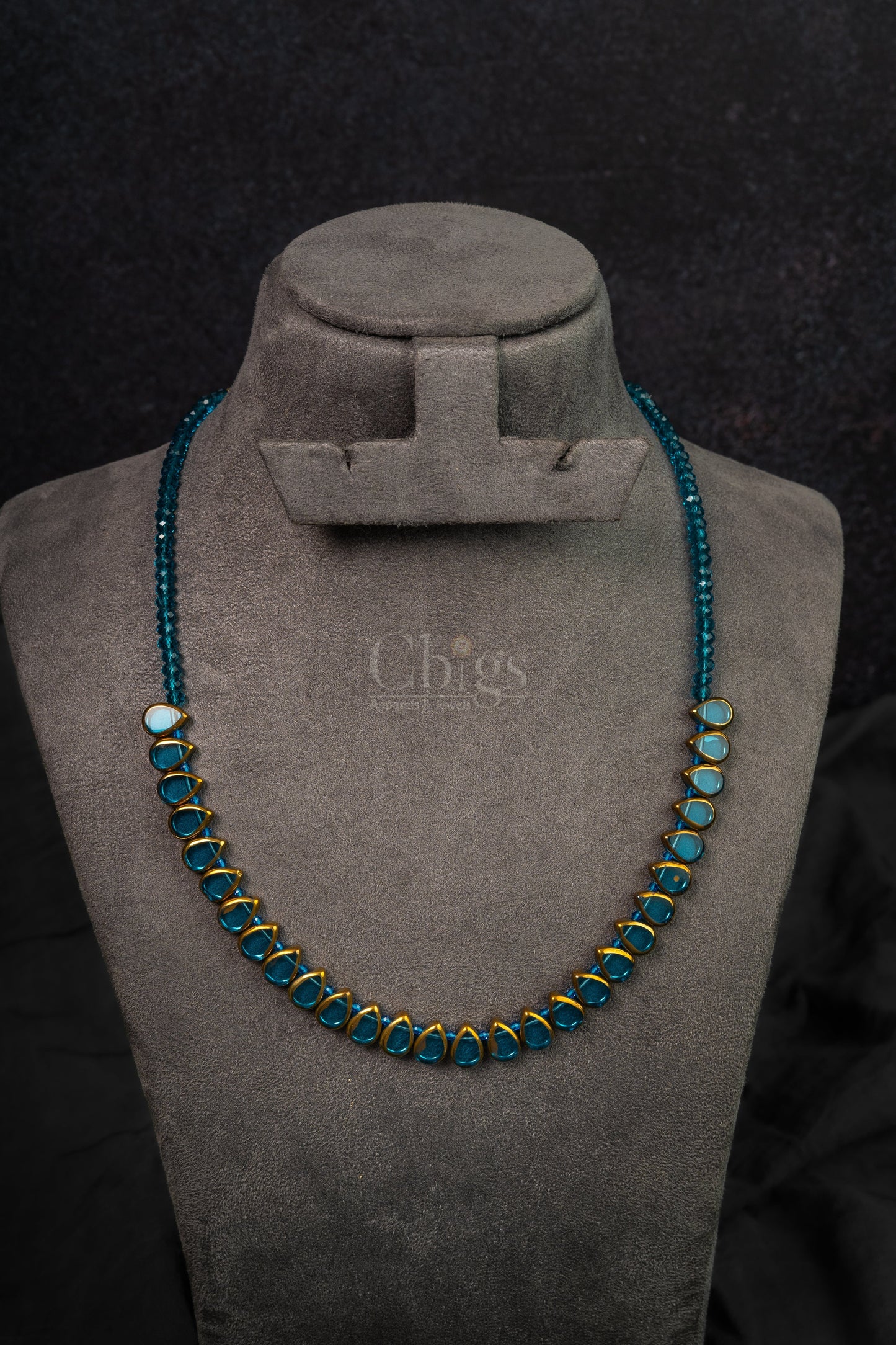 Turquoise Oval Stone Necklace (IBM-43)
