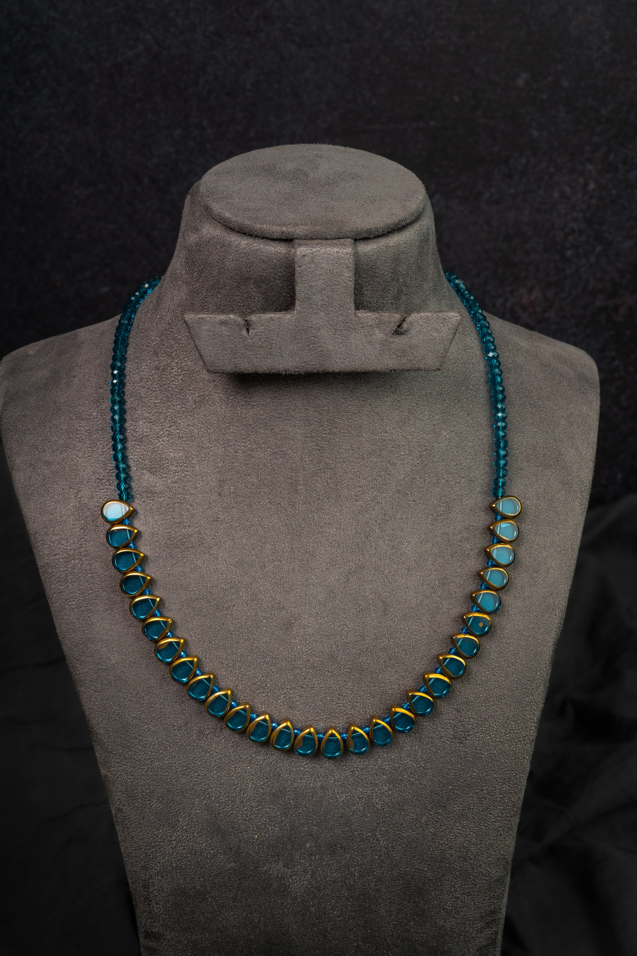 Turquoise Oval Stone Necklace (IBM-43)