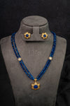 Sapphire Beaded Pendant Necklace Set (IBM-451)