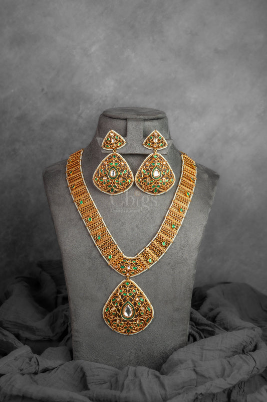 Emerald Teardrop DC Antique Necklace Set (VS-307)