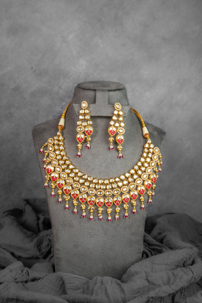 Floral Drop DC Kundan Necklace Set (VS-221)