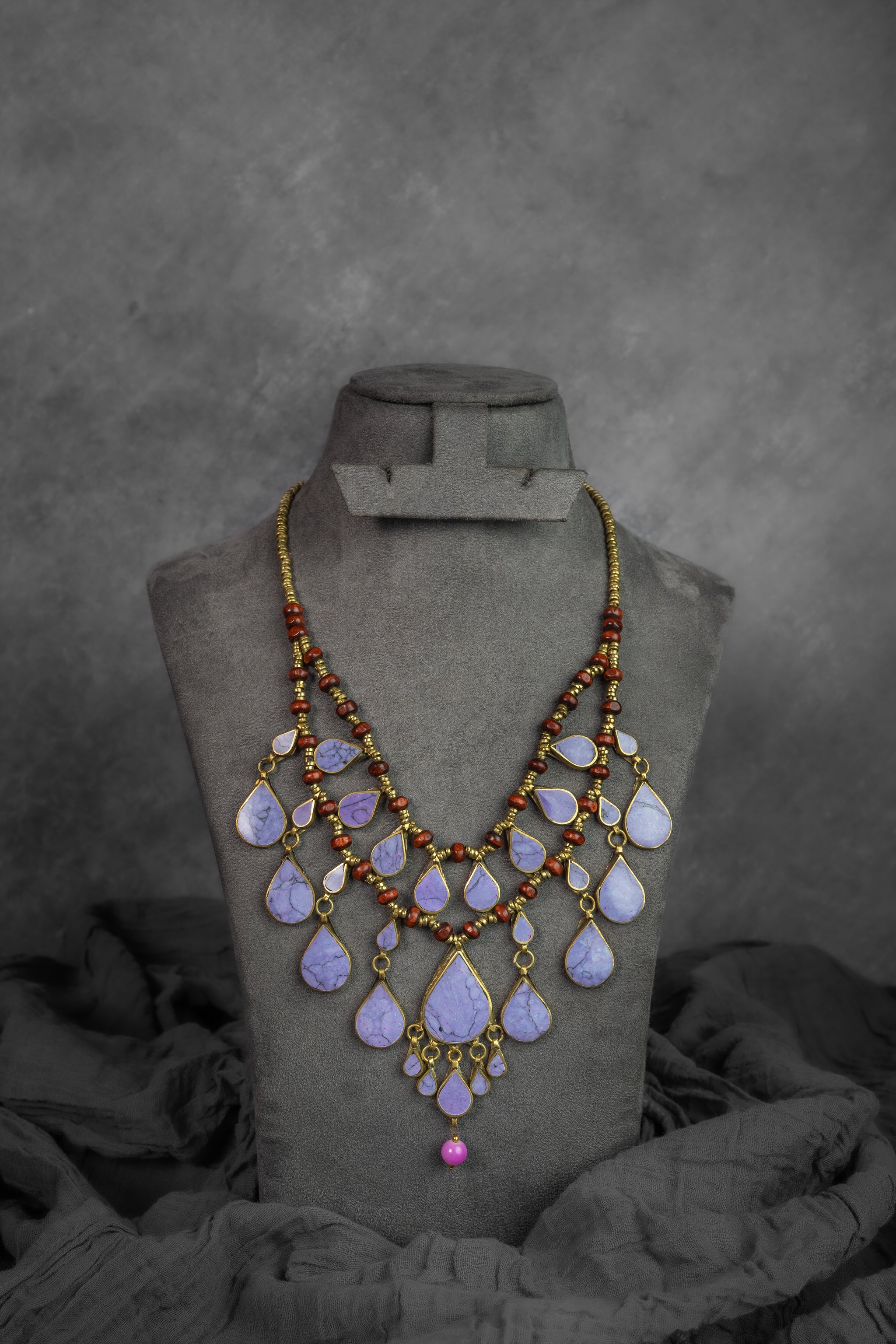 Lavender Drop Beaded Statement Necklace