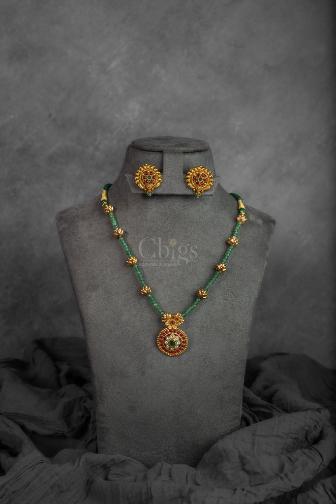 Green Bead Antique Necklace Set