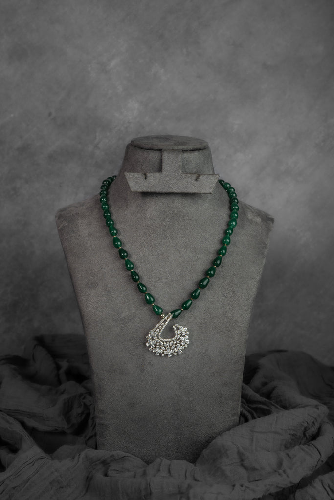 Green Stone Beads Mala Necklace