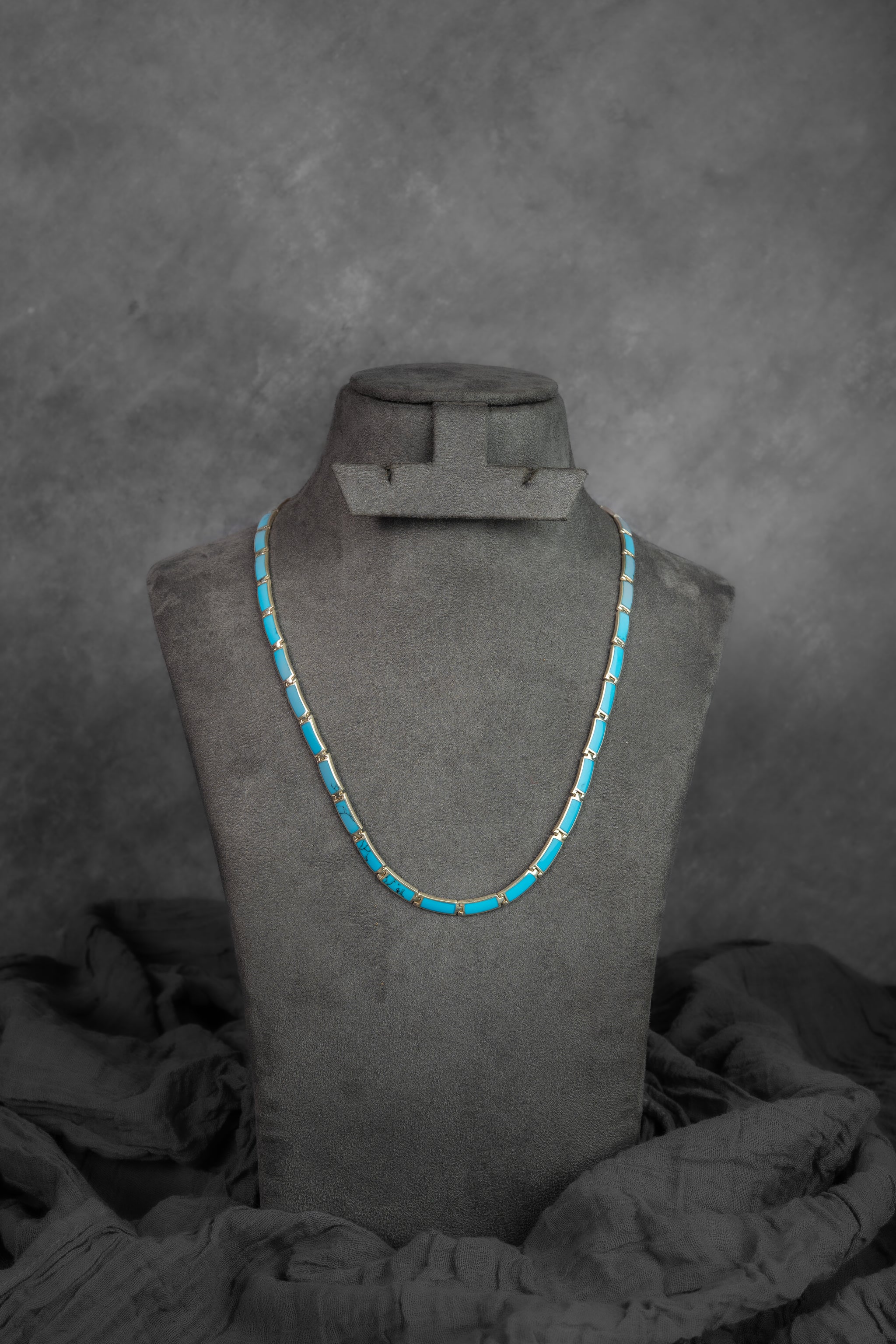 Turquoise Inlay Silver Chain