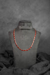 Coral Inlay Silver Chain