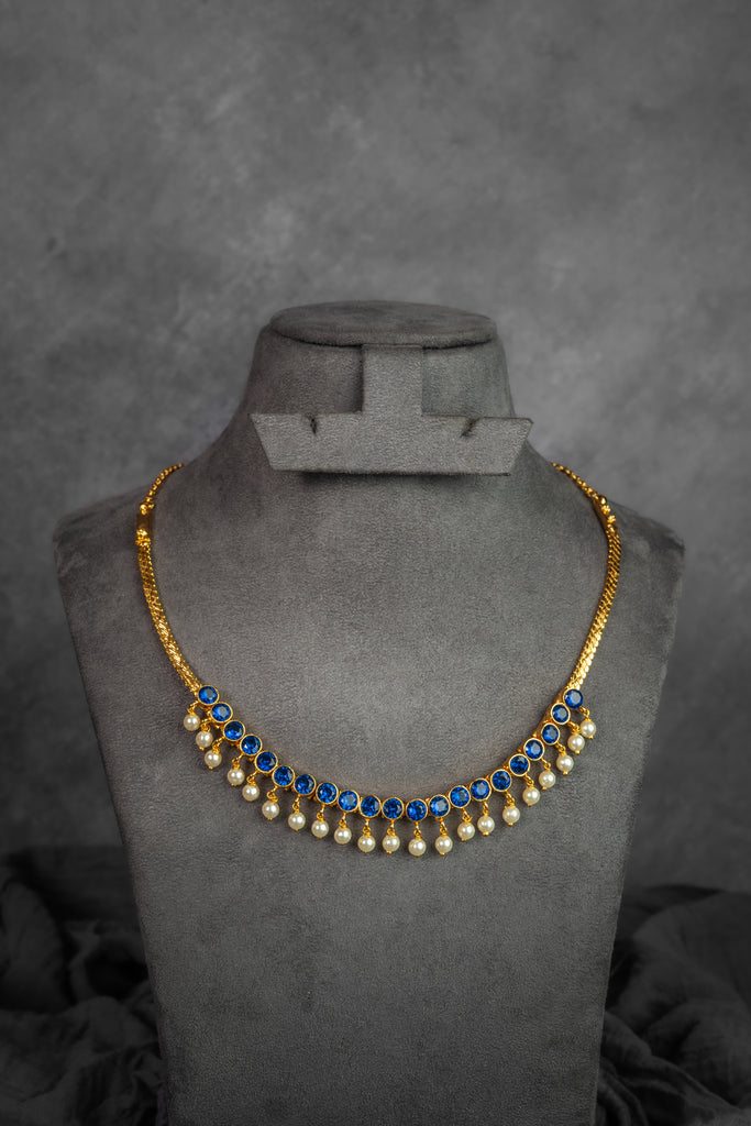 Blue Kemp Drop Necklace Set