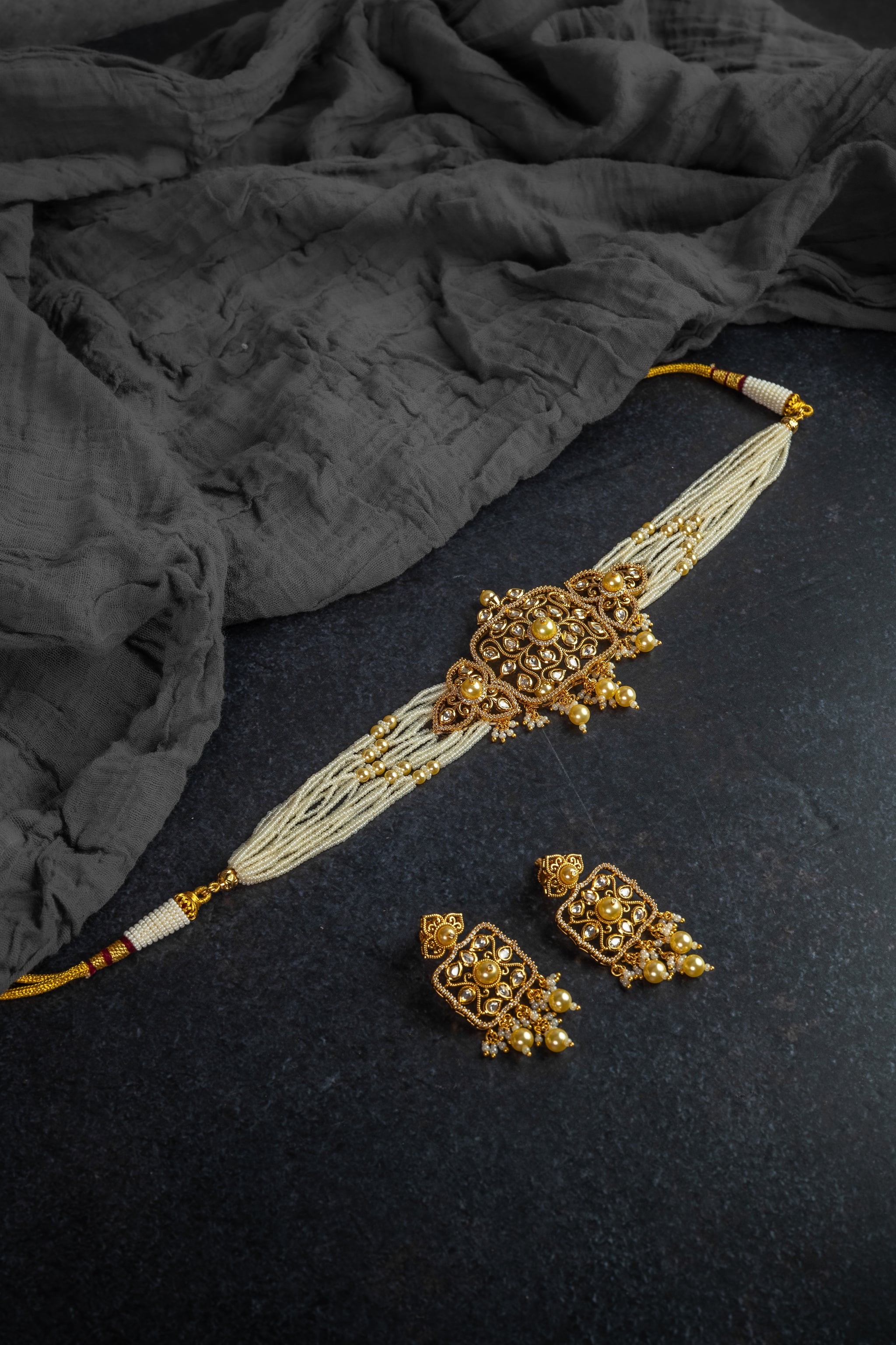 Pearl Kundan Choker Set (VS-318)