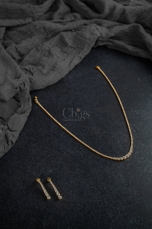 Delicate Crystal Drop Diamond Crush Pendant Set