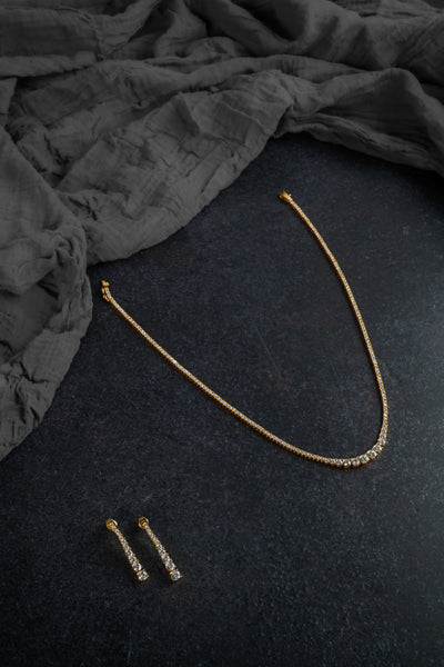 Delicate Crystal Drop Diamond Crush Pendant Set