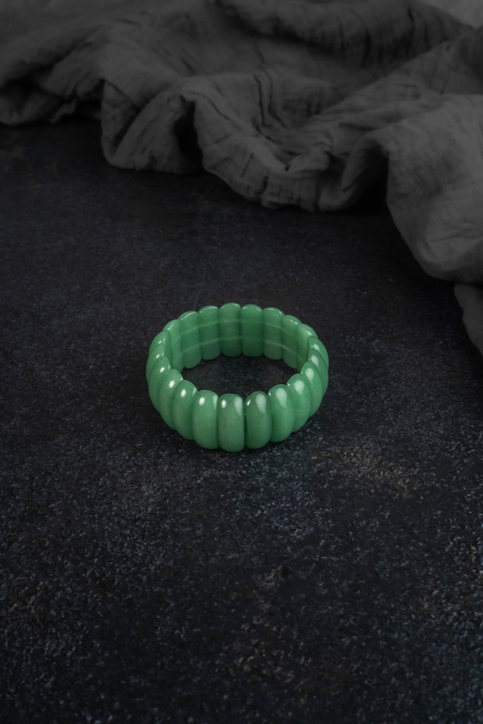 Green Jade Beaded Stretch Bracelet