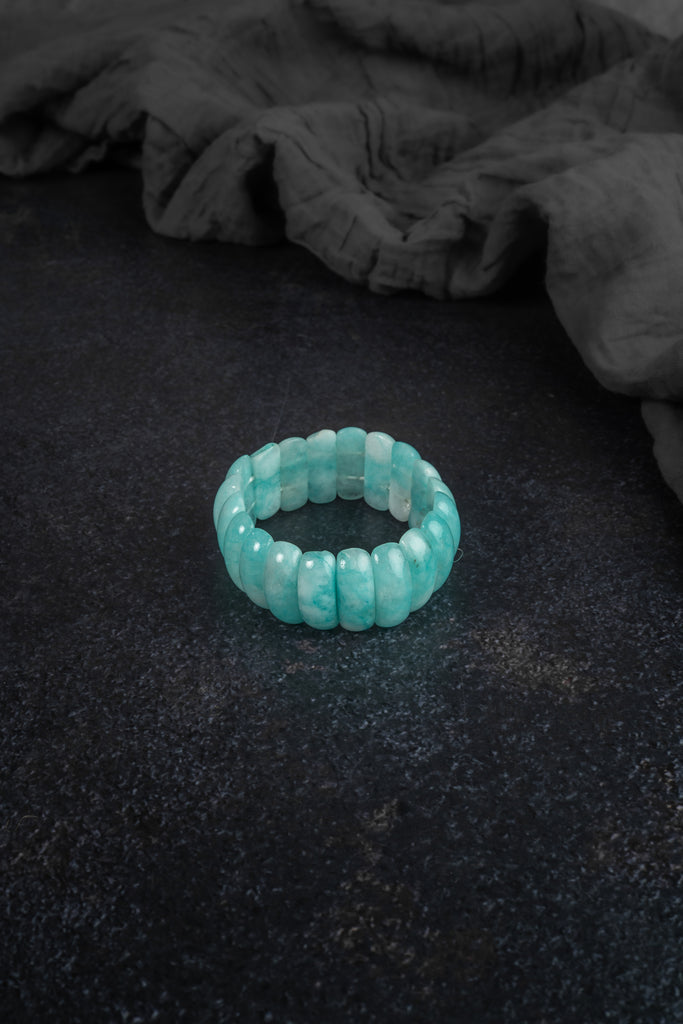 Aqua Jade Beaded Stretch Bracelet