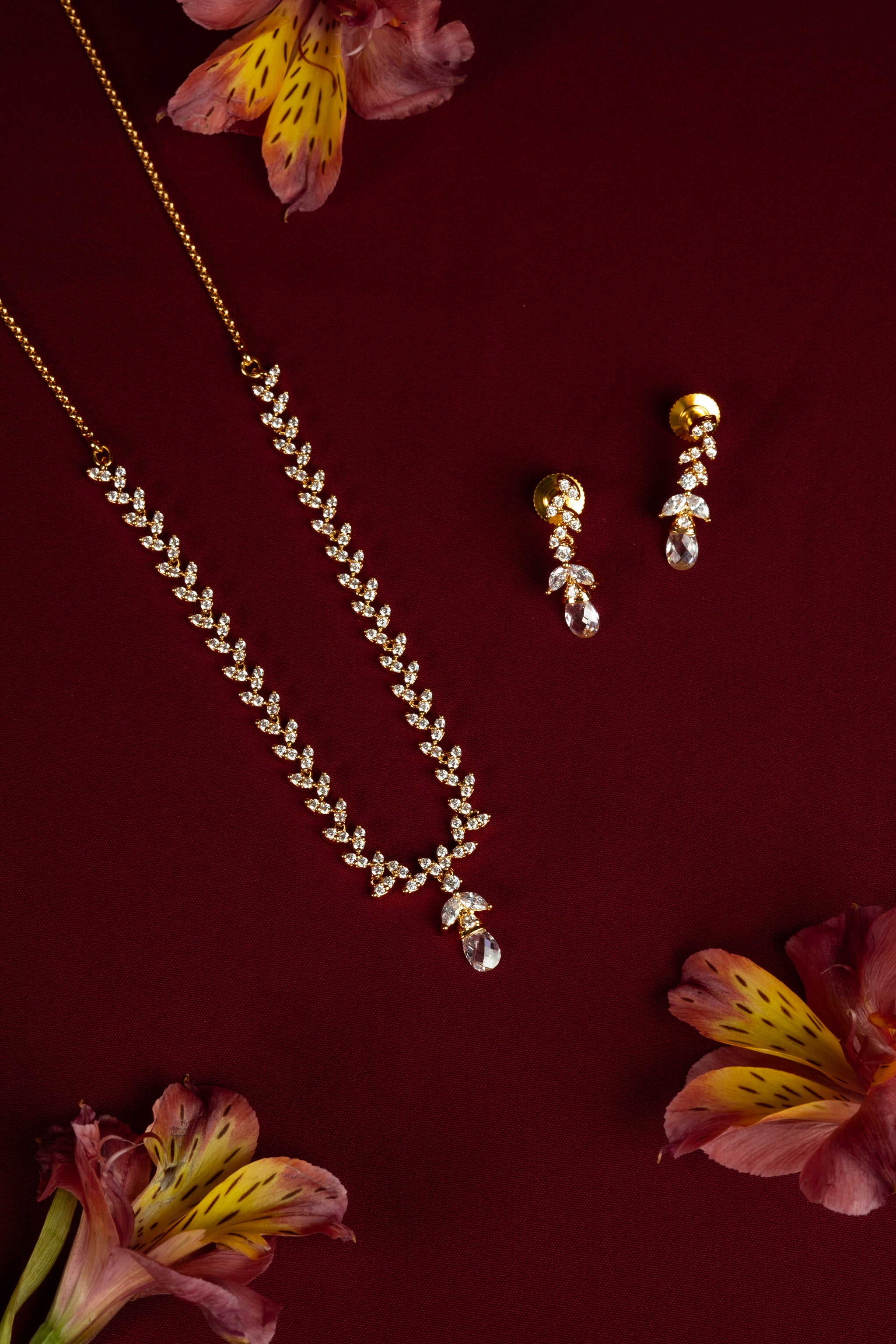 Floral Diamond Crush Necklace (A-309)