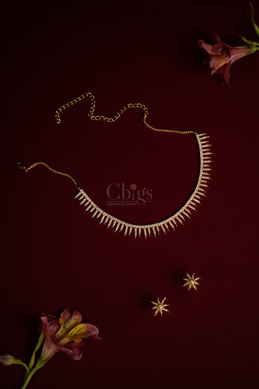 Sun-Rays Diamond Crush Necklace Set (A-306)