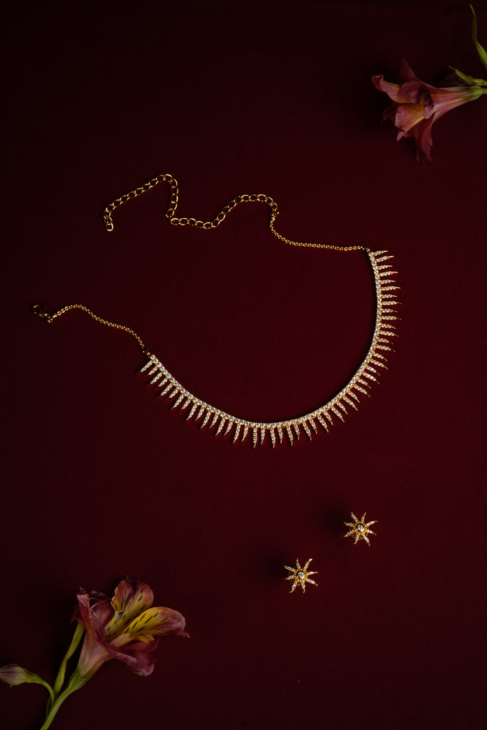 Sun-Rays Diamond Crush Necklace Set (A-306)